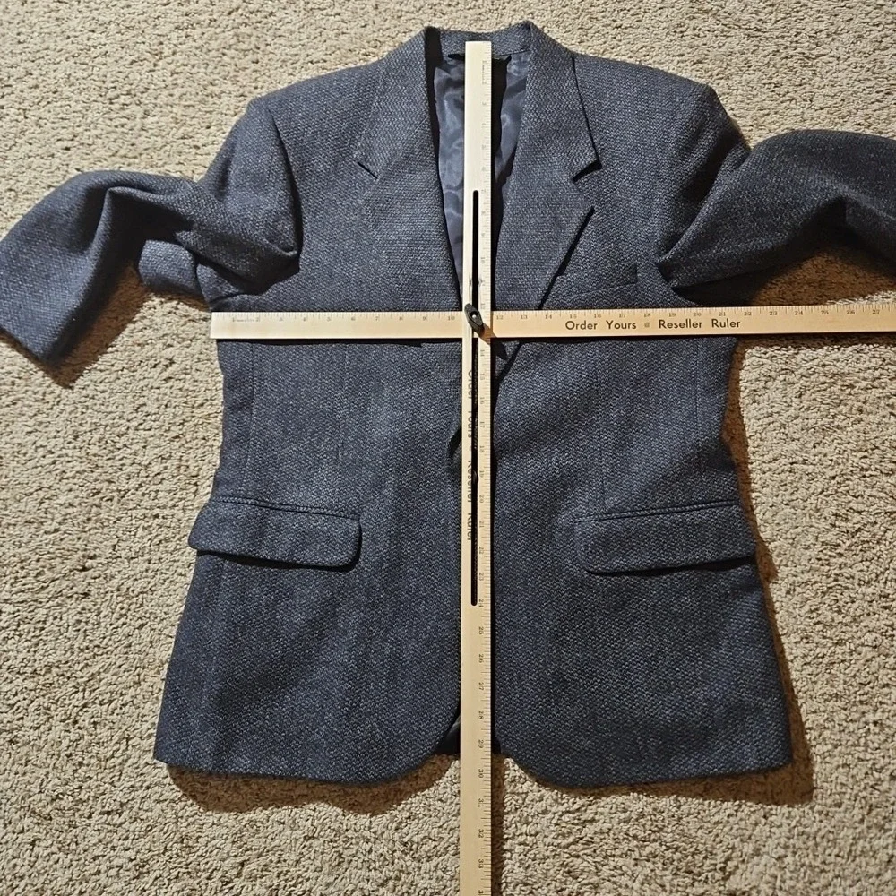 American‎ Trend Blazer Mens 42R Wool Sport Coat Houndstooth Blue Gray